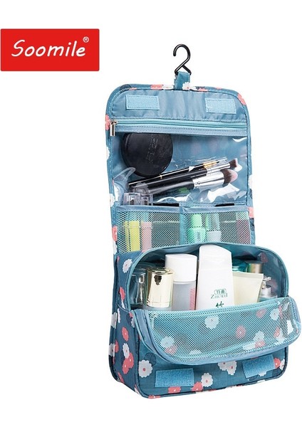 Pembe Gülen Yüz Stili Su Geçirmez Asılı Seyahat Organizatör Çantası Naylon Kozmetik Çantaları Fermuar Necessaire Banyo Makyaj Çantası Unisex Neceser Tuvalet Setleri (Yurt Dışından) fiyatları