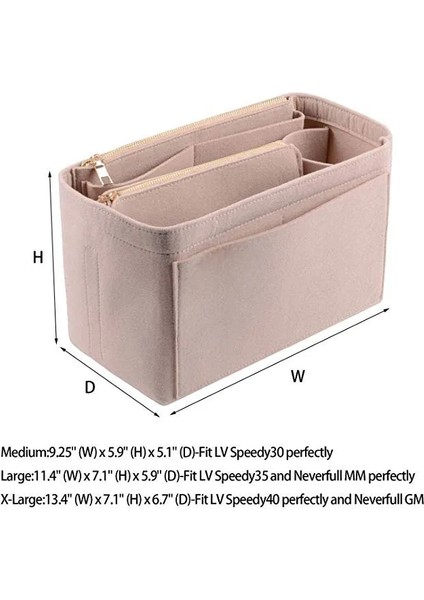 Bej Tarzı 13.4x7.1x6.7 Inç Bayan Makyaj Organizatör Çanta Seyahat Iç Çanta Için Ekleme Çanta Keçe Taşınabilir Kozmetik Çantaları Fit Neverfull (Yurt Dışından)