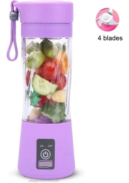Mavi-4 Tarzı Taşınabilir Mini Meyve Sıkacağı Kupası Tek Servis Kişisel Boyutlu Blender USB Şarj Edilebilir 380ML Meyve Karıştırma Makinesi Jy Dropship (Yurt Dışından)