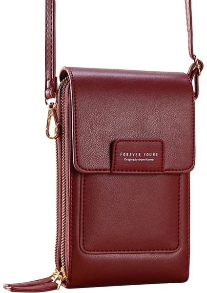 Red Wine 2 Style Kadın Çantası Dokunmatik Ekranlı Cep Telefonu Çanta Akıllı Telefon Cüzdanı Deri Omuz Askısı Çanta (Yurt Dışından)
