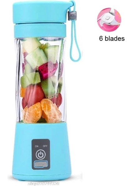 Mavi-4 Tarzı Taşınabilir Mini Meyve Sıkacağı Kupası Tek Servis Kişisel Boyutlu Blender USB Şarj Edilebilir 380ML Meyve Karıştırma Makinesi Jy Dropship (Yurt Dışından)
