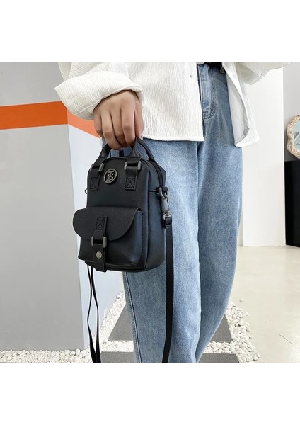 Siyah Stil Kadın Çantası Yeni Taşınabilir Çift Katmanlı Messenger Küçük Kare Çanta Mini Cep Telefonu Küçük Çanta Tasarımcısı Çanta Sevimli Yan Çanta Bolsos (Yurt Dışından) indirimleri