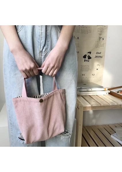 Pembe 2 Tarzı Womeorduroy Için Çantalar Omuz Çantası Yeniden Kullanılabilir Alışveriş Çantaları Günlük Bez Bayan Çanta Belirli Sayıda (Yurt Dışından)