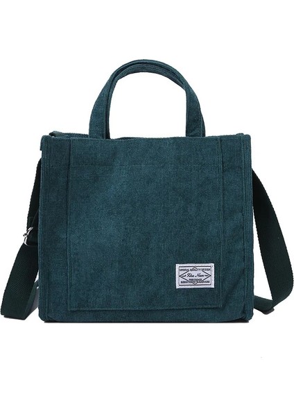 Yeşil Stil Kadın Kadife Fermuarlı Omuz Çantası Küçük Pamuklu Kanvas Çanta Günlük Tote Kadın Eko Crossbody Çanta Eski Postacı Çantaları (Yurt Dışından)