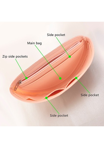 Pembe Tarzı Bamader Bumbag Bel Çantası Için Uygun Astar Çanta Kalınlaşmak Keçe Bez Seyahat Eklemek Kozmetik Çantası Kadın Makyaj Saklama Çantaları Organize Etmek (Yurt Dışından)