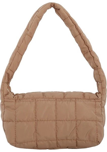 Haki Stili 24X14X10CM Moda Uzay Ped Pamuk Kadın Omuz Baget Şekli Çanta Kadın Shopper Lady Kış Naylon Yastıklı Kış Kapitone Çanta Çanta (Yurt Dışından)