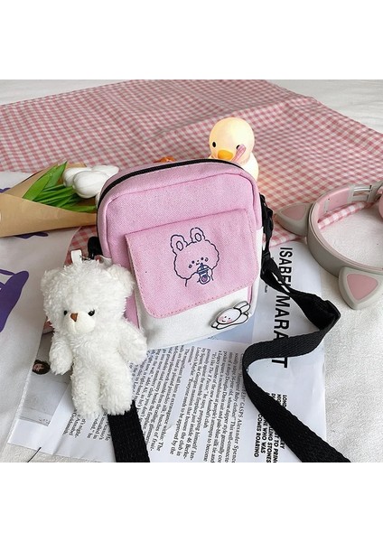 Pembe Tarzı Sadece Bir Çanta Tuval Omuz Kadın Çantası Küçük Kore Moda Messenger Crossbody Çanta Kız Öğrenciler Için Pamuklu Bez Kadın Çanta Bolsas (Yurt Dışından)
