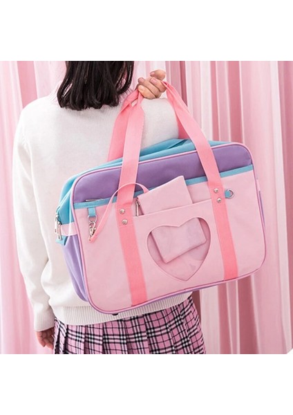 Gül Pembe Tarzı Japon Tiki Tarzı Jk Pembe Üniforma Omuz Kadınlar Kızlar Için Okul Çantaları Tuval Büyük Kapasiteli Rahat Bagaj Çanta Tote (Yurt Dışından) fiyatları