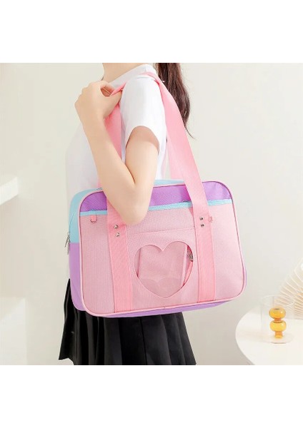 Gül Pembe Tarzı Japon Tiki Tarzı Jk Pembe Üniforma Omuz Kadınlar Kızlar Için Okul Çantaları Tuval Büyük Kapasiteli Rahat Bagaj Çanta Tote (Yurt Dışından) modelleri