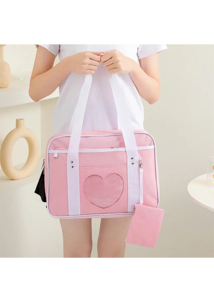Gül Pembe Tarzı Japon Tiki Tarzı Jk Pembe Üniforma Omuz Kadınlar Kızlar Için Okul Çantaları Tuval Büyük Kapasiteli Rahat Bagaj Çanta Tote (Yurt Dışından) indirimleri