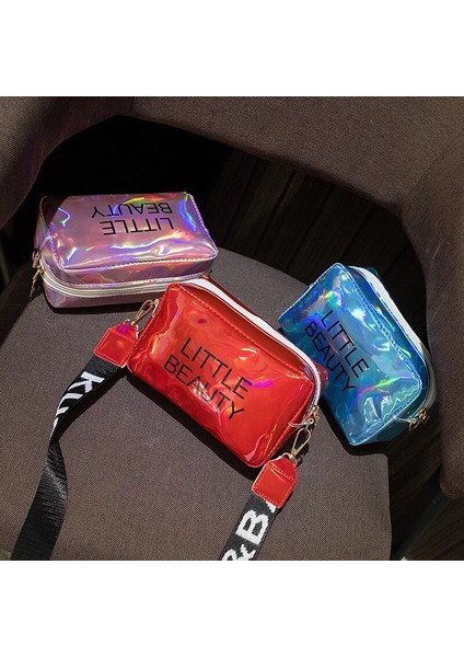 Kırmızı Stil Mini Kadın Lazer Crossbody Çanta Messenger Omuz Çantası Pvc Jöle Küçük Tote Messenger Şeker Renk Çanta Lazer Holografik (Yurt Dışından)