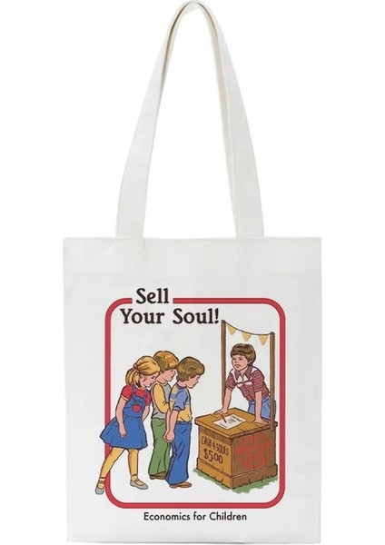 NO.1380 Stili Death Evil Devil Alien Baskı Yeni Rahat Harajuku Kadın Omuz Kanvas Çanta Ins Büyük Kapasiteli Tote Vogue Yeniden Kullanılabilir Kadın Çantaları (Yurt Dışından)