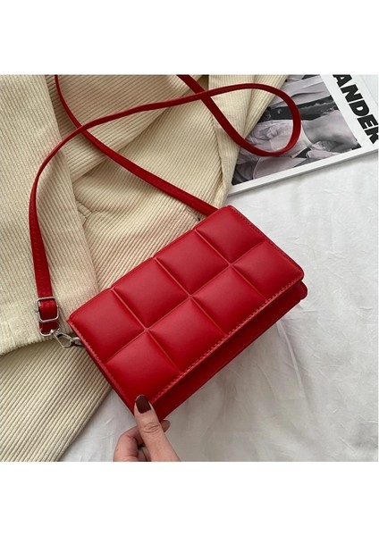 Kırmızı Stil 20.5X7X12 cm Olid Renk Moda Omuz Çantaları Kadın Seyahat Çapraz Vücut Çanta Örgü Kadınlar Için Küçük Pu Deri Crossbody Çanta (Yurt Dışından)