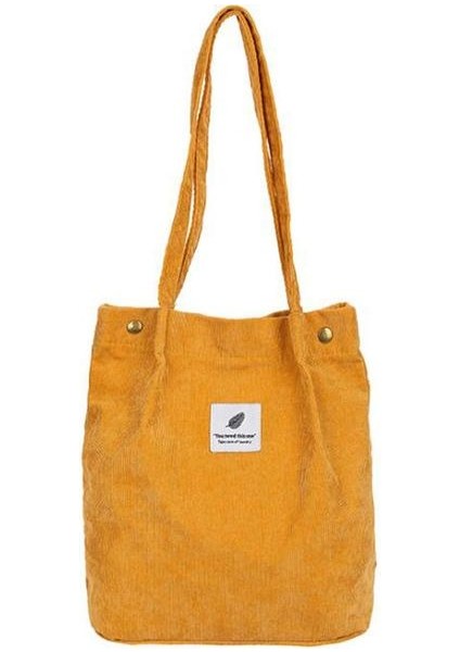 Sarı Stil 34X30X12CM Womeorduroy Için Çantalar Omuz Çantası Yeniden Kullanılabilir Alışveriş Çantaları Günlük Bez Bayan Çanta Belirli Sayıda (Yurt Dışından)