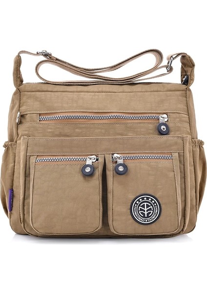 Haki Stili Kadın Naylon Omuz Çantaları Kadın Katı Fermuar Lüks Kadın Handag Tasarımcı Postacı Çantaları Yaz Plaj Crossbody Çanta Ana Kesesi (Yurt Dışından)