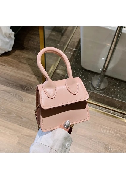 Pembe-2 Tarzı Mini Tote Bag Crocodile Pattern Flip Messenger Crossbody Bag Female Simple Shoulder Bag Small Square Lady Handbag New (Yurt Dışından)