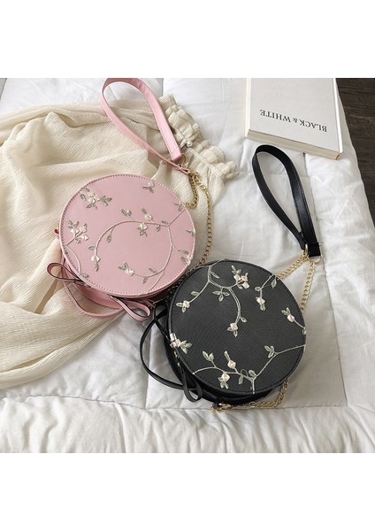 Yeşil Stil Sıcak Satış Tatlı Dantel Yuvarlak Çanta Womemall Taze Çiçek Zincir Omuz Için Yüksek Li Pu Deri Kadın Crossbody Çanta (Yurt Dışından)