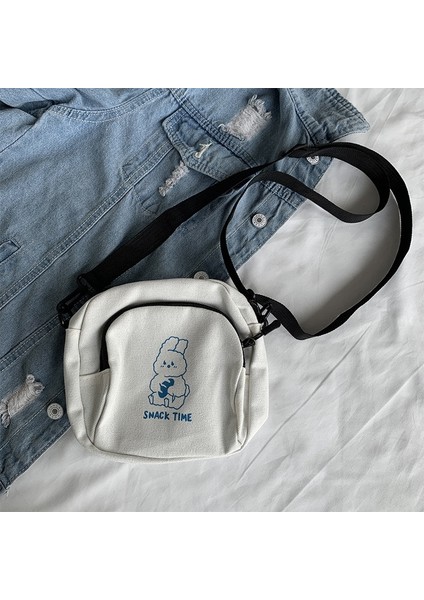 Bej Tarzı 18X22CM Sevimli Tavşan Tuval Kadın Küçük Crossbody Çanta Rahat Öğrenci Kız Postacı Çantaları Vintage Bayanlar Telefon Çanta Çanta Omuz Çantası (Yurt Dışından)