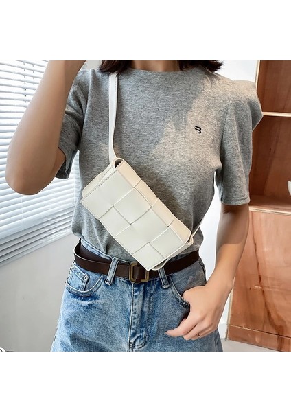 Kahverengi Tarzı Leather Woven Small Waist Bags For Women Luxury Bag Luxury Weave Cassette Waist Belt Bag Rend Chest Pouch Female (Yurt Dışından) modelleri