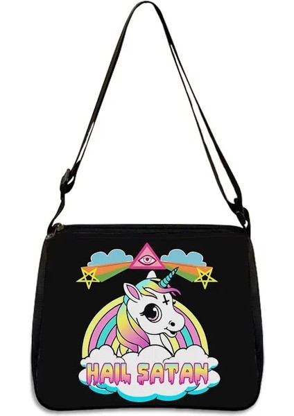 YXBWITHC19CW Stili 20CMX24CM Sevimli Siyah Kedi Cadı Messenger Çanta Kadın Çanta Tuval Koltukaltı Omuz Çantaları Büyücülük Kafatası Kız Gotik Crossbody Çanta Hediye (Yurt Dışından)