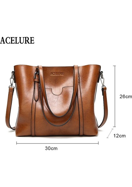 Pembe Tarzı Acelure Women Bag Oil Wax Women's Leather Handbags Luxury Lady Hand Bags With Purse Pocket Women Messenger Bag Big Tote Sac Bols (Yurt Dışından) modelleri