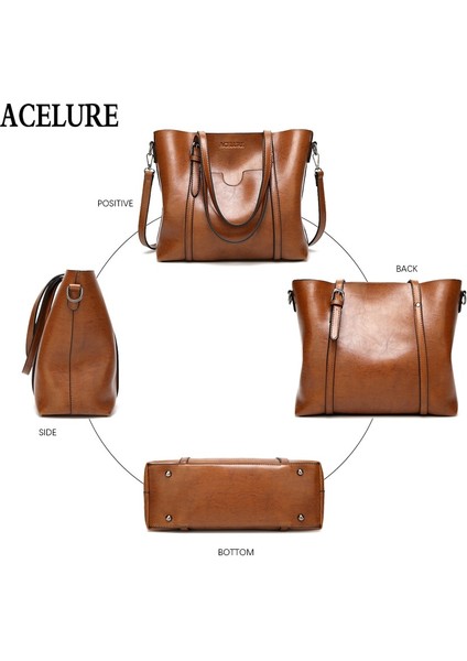 Pembe Tarzı Acelure Women Bag Oil Wax Women's Leather Handbags Luxury Lady Hand Bags With Purse Pocket Women Messenger Bag Big Tote Sac Bols (Yurt Dışından) indirimleri