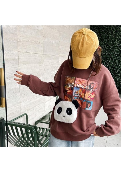 No.1 Tarzı Kız Sonbahar ve Kış Yeni Trendy Vahşi Panda Sevimli Karikatür Peluş Crossbody Omuz Çantası Çok Işlevli Mochila Mujer Bolsa (Yurt Dışından) fiyatları