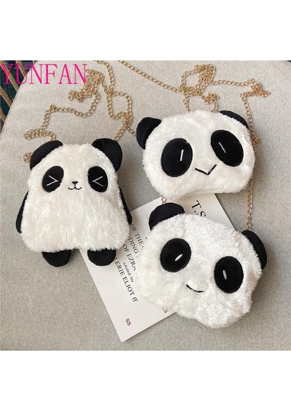 No.1 Tarzı Kız Sonbahar ve Kış Yeni Trendy Vahşi Panda Sevimli Karikatür Peluş Crossbody Omuz Çantası Çok Işlevli Mochila Mujer Bolsa (Yurt Dışından) modelleri
