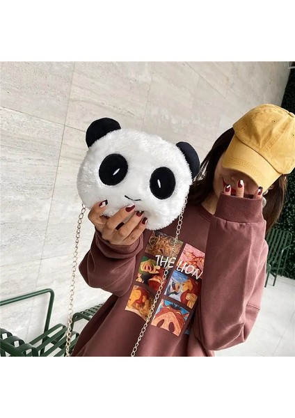 No.1 Tarzı Kız Sonbahar ve Kış Yeni Trendy Vahşi Panda Sevimli Karikatür Peluş Crossbody Omuz Çantası Çok Işlevli Mochila Mujer Bolsa (Yurt Dışından) fırsatları