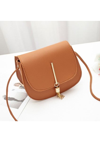 Kahverengi Tarzı Fashion Tassel Women Crossbody Bag Pu Leather Small Flap Messenger Bag For Ladies Sling Bag Mobile Phone Wallet Handbags Bolsa (Yurt Dışından)