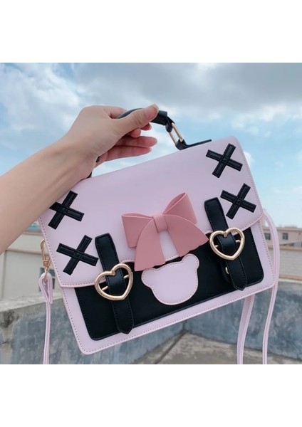 Beyaz Stil Houzhou Lolita Kawaii Omuz Çantası Kadın Jk Çanta Kadın Pembe Messenger Crossbody Harajuku Tasarımcı Japon (Yurt Dışından) fiyatları