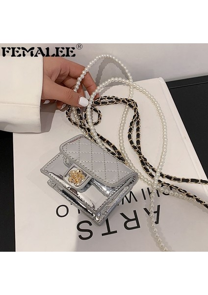 Siyah Stil 8X3X7CM Lüks Mini Rugan Çanta Kadınlar Asılı Boyun Kamelya Çantaları Eşkenar Dörtgen Kulaklıklipstickkeys Çanta Inciler Zincir Göğüs Bel Paketi (Yurt Dışından) fiyatları