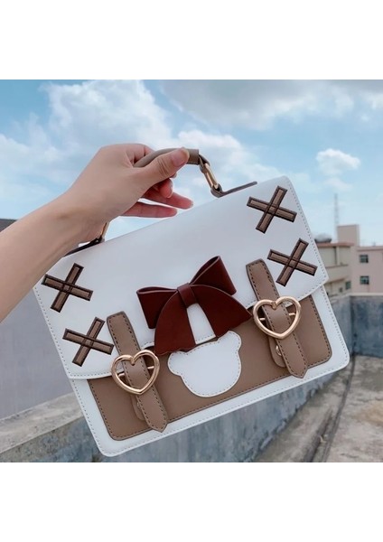 Beyaz Stil Houzhou Lolita Kawaii Omuz Çantası Kadın Jk Çanta Kadın Pembe Messenger Crossbody Harajuku Tasarımcı Japon (Yurt Dışından) modelleri