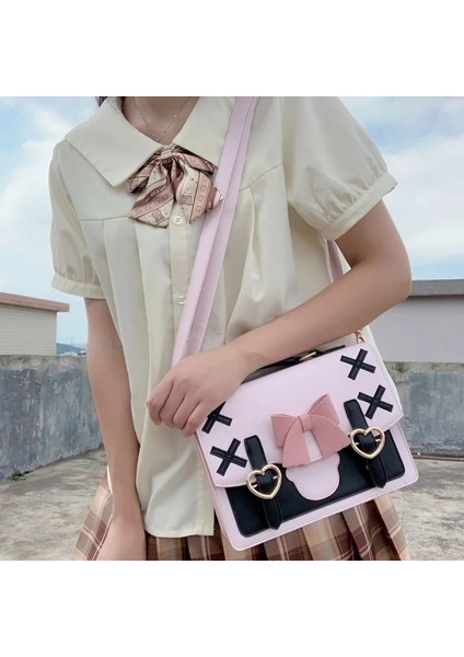 Beyaz Stil Houzhou Lolita Kawaii Omuz Çantası Kadın Jk Çanta Kadın Pembe Messenger Crossbody Harajuku Tasarımcı Japon (Yurt Dışından) indirimleri