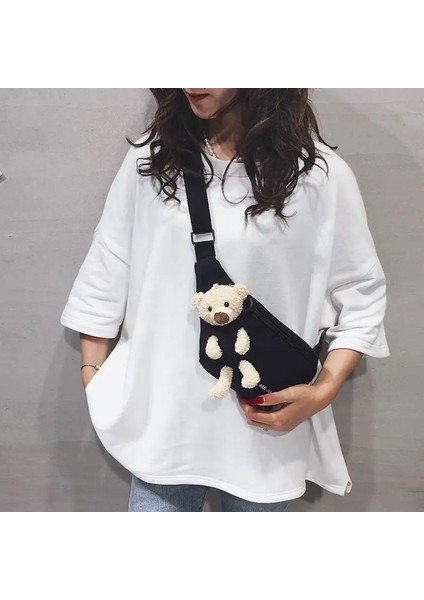 Siyah 1 Stil Moda Kadın Bel Çantası Yeni Yaz Messenger Omuz Kanvas Çanta Çok Fonksiyonlu Göğüs Çantası Tüm Maç Mochila Mujer (Yurt Dışından)