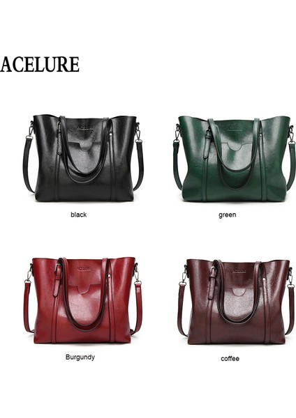 Koyu Mavi Stil Acelure Women Bag Oil Wax Women's Leather Handbags Luxury Lady Hand Bags With Purse Pocket Women Messenger Bag Big Tote Sac Bols (Yurt Dışından) fırsatları