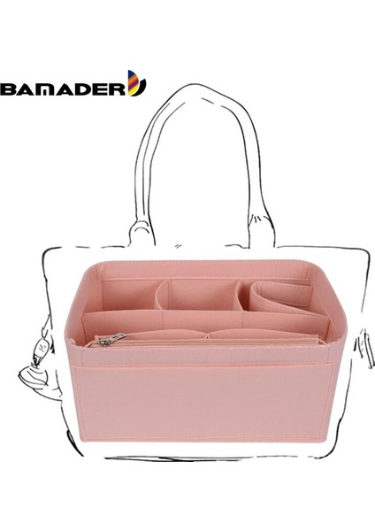 Pembe Bir Stil M Beden Bamader Büyük Orta Küçük Keçe Kumaş Ekleme Çanta Organizatör Seyahat Makyaj Kozmetik Iç Çanta Kadın Çanta Depolama Artefakt Düzenlemek (Yurt Dışından)