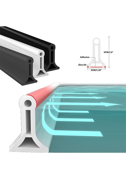 Siyah Stil Uzunluk 80CM Katlanabilir Silikon Banyo Su Tutma Şeridi Tuvalet Kuru Islak Ayırma Engelleyici Duş Eşik Barajı Sel Bariyeri (Yurt Dışından) modelleri