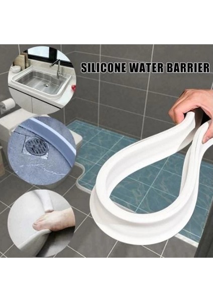 Siyah Stil 100CM Banyo Su Durdurucu Anti Sel Bariyeri Duş Kabini Için Kauçuk Su Barajı 3m Kendinden Yapışkanlı Kuru ve Islak Ayırma Sızdırmazlık Şeridi (Yurt Dışından)