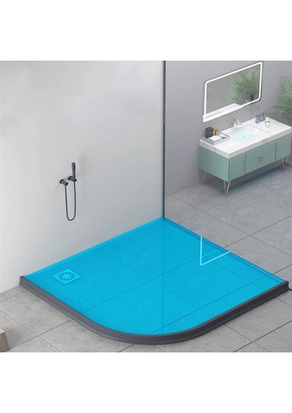 Siyah Stil 100CM Banyo Su Durdurucu Anti Sel Bariyeri Duş Kabini Için Kauçuk Su Barajı 3m Kendinden Yapışkanlı Kuru ve Islak Ayırma Sızdırmazlık Şeridi (Yurt Dışından)