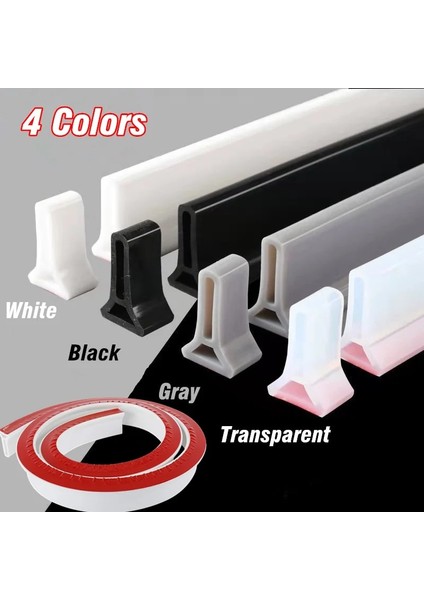 Beyaz Stil 50CM Yüksek Silikonlu Banyo Su Durdurucu Engelleyici Duş Barajı Kaymaz Kuru ve Islak Ayırma Taşkın Bariyeri Kapı Alt Sızdırmazlık Şeridi (Yurt Dışından) indirimleri