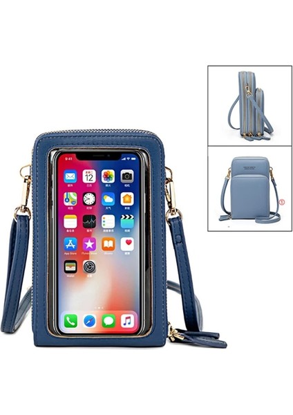 Stil-1 Koyu Mavi Stil Yeni Kadın Pu Deri Omuz Çantaları Kadın Büyük Kapasiteli Crossbody Çanta Kızlar Çok Fonksiyonlu Çanta Telefon Çanta (Yurt Dışından)