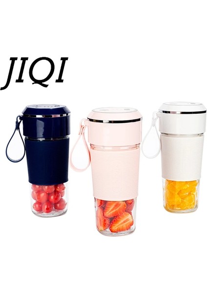 Mavi 4 Bıçak Stili Şarj Edilebilir Kablosuz Elektrikli Meyve Sıkacağı Şişe Taşınabilir Suyu Gıda Blender Fincan Mikser Limon Narenciye Portakal Smoothie Sıkacağı (Yurt Dışından)