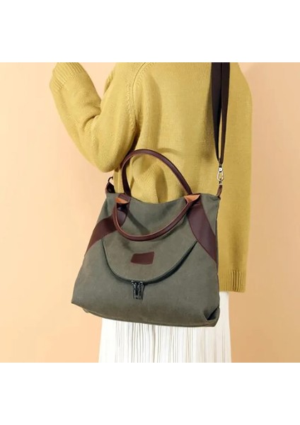 Yeşil Stil Kadın Çanta Çanta Crossbody Kanvas Çanta Woma Için Big Bag Kanvas Omuz Tote Bayan Çanta Bayan Tasarımcı Postacı Çantaları (Yurt Dışından)
