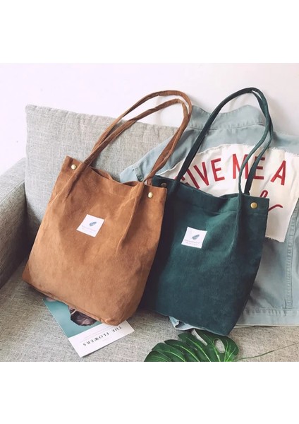 Gri-Leopar Stili 34X12X28CM Womeorduroy Için Çantalar Omuz Çantası Yeniden Kullanılabilir Alışveriş Çantaları Günlük Bez Bayan Çanta Belirli Sayıda (Yurt Dışından) fırsatları