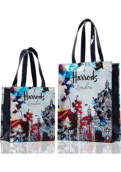 Kırmızı Stil Londra Tarzı Pvc Yeniden Kullanılabilir Alışveriş Çantası Kadın Çantası Çevre Dostu Çiçek Alışveriş Çantası Su Geçirmez Bez Çanta Öğle Yemeği Bez Omuz Çantası (Yurt Dışından) fiyatları