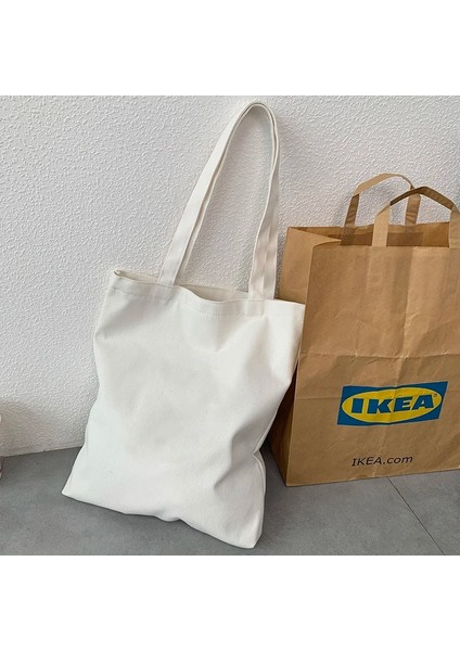 HEI01 Stili Fashion Harajuku Solid Color Canvas Shopper Bag Korean Women's College Ulzzang ​bag Black Large Capacity White Dıy ​shoulder Bag (Yurt Dışından) indirimleri