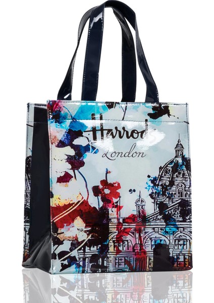 Kırmızı Stil Londra Tarzı Pvc Yeniden Kullanılabilir Alışveriş Çantası Kadın Çantası Çevre Dostu Çiçek Alışveriş Çantası Su Geçirmez Bez Çanta Öğle Yemeği Bez Omuz Çantası (Yurt Dışından) modelleri