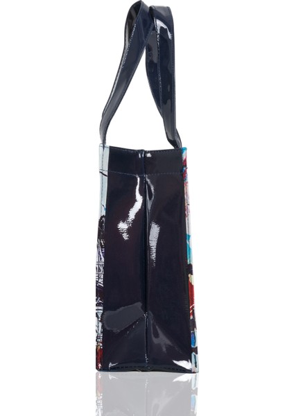 Kırmızı Stil Londra Tarzı Pvc Yeniden Kullanılabilir Alışveriş Çantası Kadın Çantası Çevre Dostu Çiçek Alışveriş Çantası Su Geçirmez Bez Çanta Öğle Yemeği Bez Omuz Çantası (Yurt Dışından) indirimleri