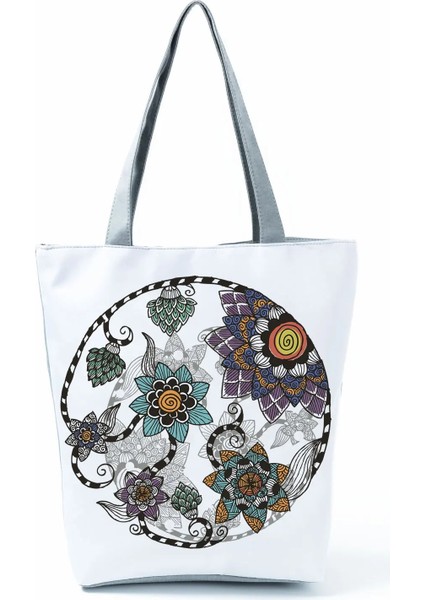 HL1049 Çiçekli Çanta Stili 2021 Yeni Moda Tote Geometri Çiçek Baskı Çanta Kadınlar Için Yüksek Li Tüm Maç Plaj Çantası Çevre Dostu Taşınabilir Kadın Çantaları (Yurt Dışından)